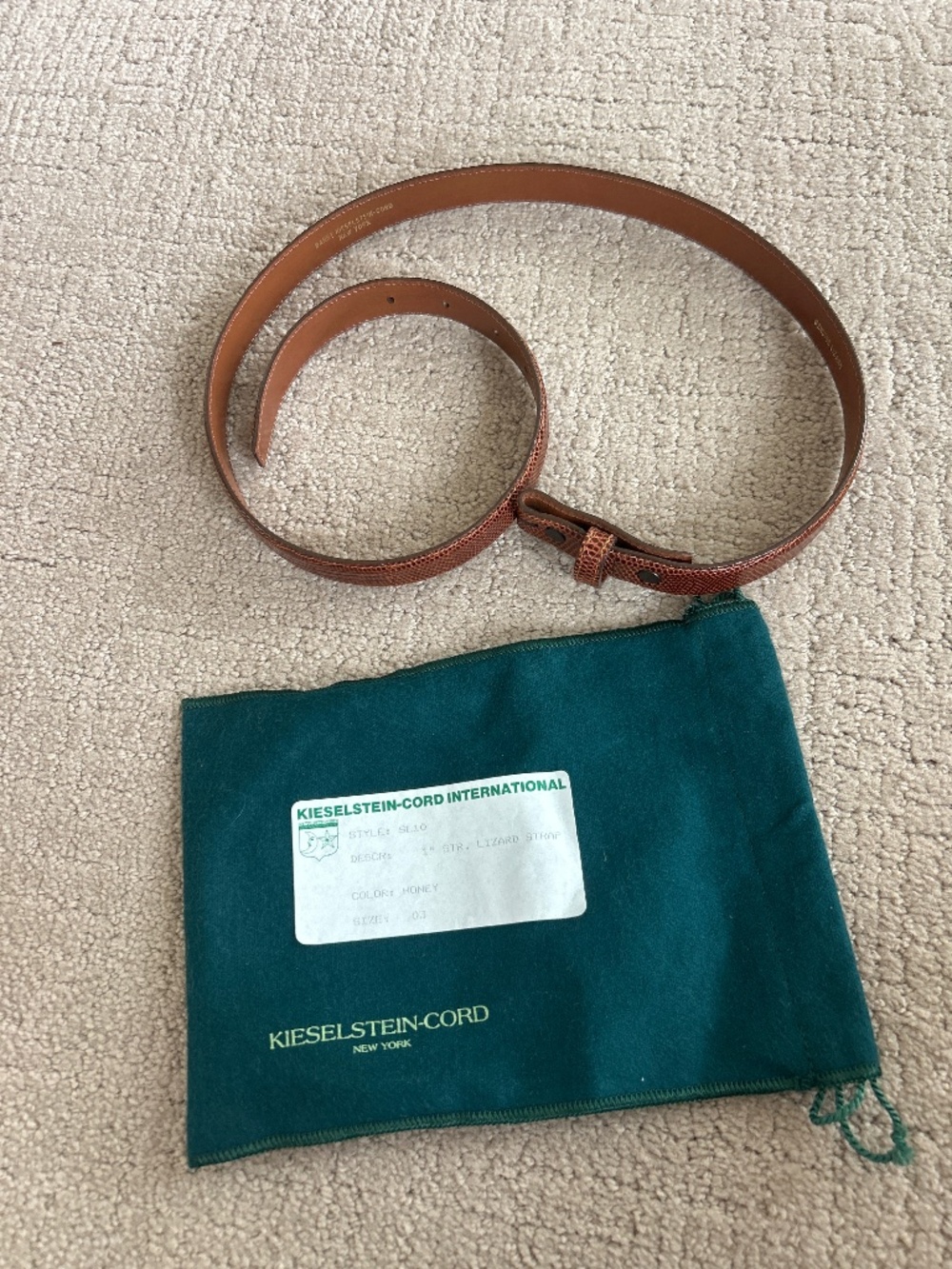 Barry Kieselstein-Cord New York 1" STR.  Genuine Lizard Strap Belt